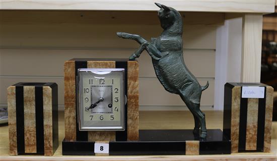 An Art Deco figural clock set